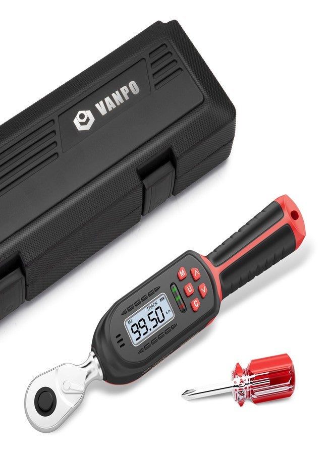 VANPO Digital Torque Wrench 3/8 Inch drive(5-99.5 ft-lbs./6.8-135Nm), ±2% Torque Accuracy, Electronic Torque Wrench with Preset Value, Buzzer and LED Notification for Automotive Motorcycle & Bicycle - Image 1