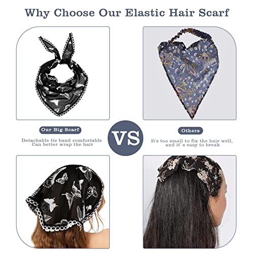 Molans 3Pcs Floral Head Scarf, Chiffon Hair Bandanas Kerchief, Vintage Boho Hair Scarf for Women Girls - Image 2