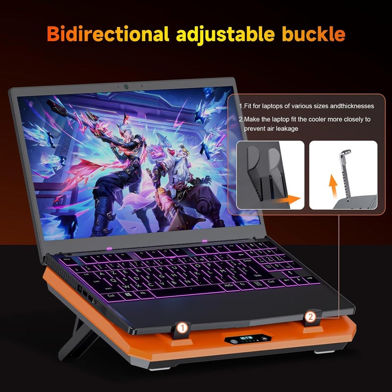 IETS GT300 Upgraded Laptop Cooling Pad with Adjustable Stand, Turbo Boosted Cooler for Rapid Cooling 10-17inch Gaming Laptop, Flexible Sealing Ring，Featuring Air Filtration and USB Hub - Image 4