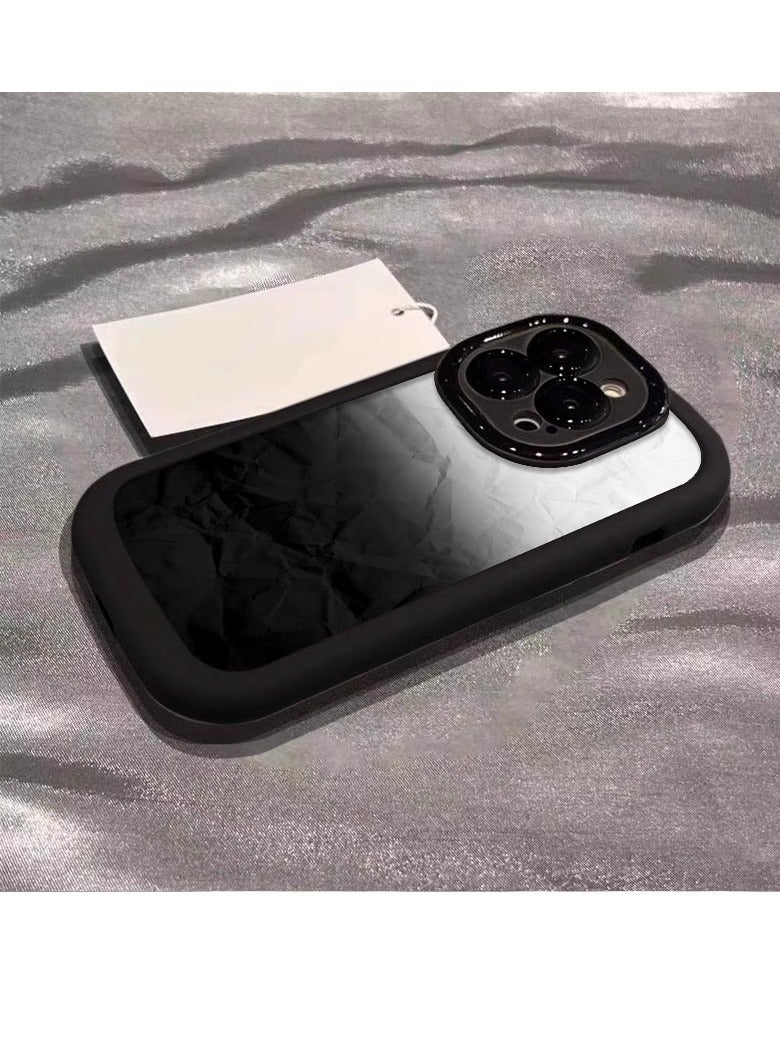 NIBEMINENT Minimal Gradient Protective TPU Case Cover For iPhone 16 Plus, Black/Crease Gradient