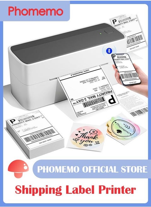 241-BT Bluetooth Thermal Label Printer, 4X6" Wireless Shipping Label Printer for Small Business, Label Printer for Shipping Packages, Compatible with iPhone, Android (White Black)