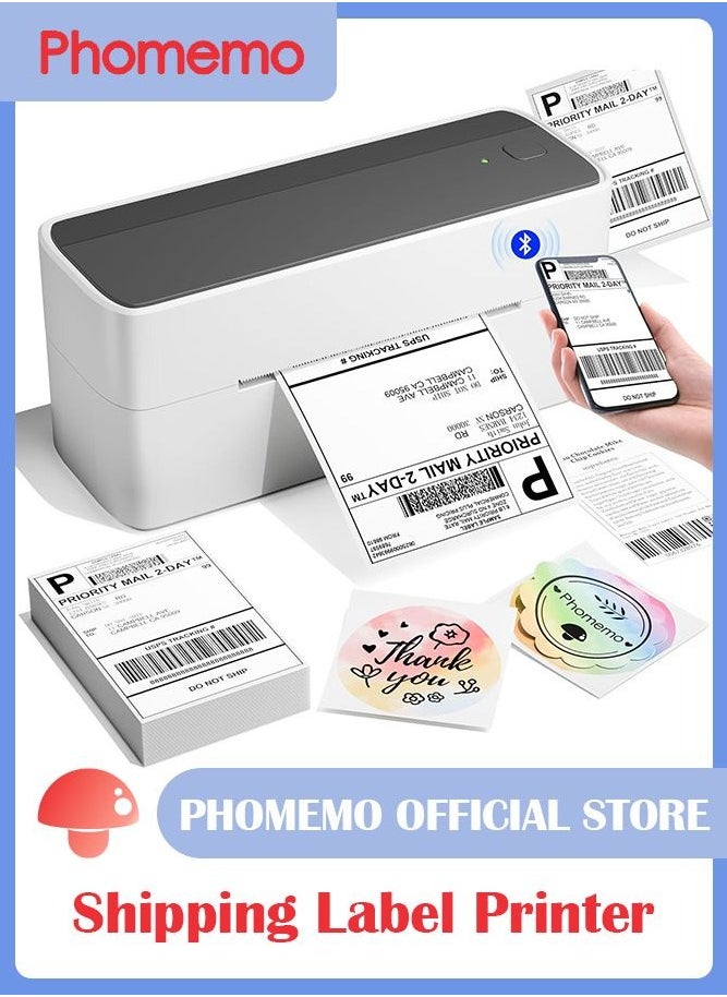 phomemo 241-BT Bluetooth Thermal Label Printer, 4X6" Wireless Shipping Label Printer for Small Business, Label Printer for Shipping Packages, Compatible with iPhone, Android (White Black)  - Image 1