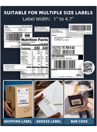 طابعة ملصقات حرارية بلوتوث 241BT 4X6، شحن لاسلكية للاعمال الصغيرة، لطرود الشحن، متوافقة مع ايفون واندرويد ويو بي اس بي، أحادي اللون (أسود وأبيض) - view 4