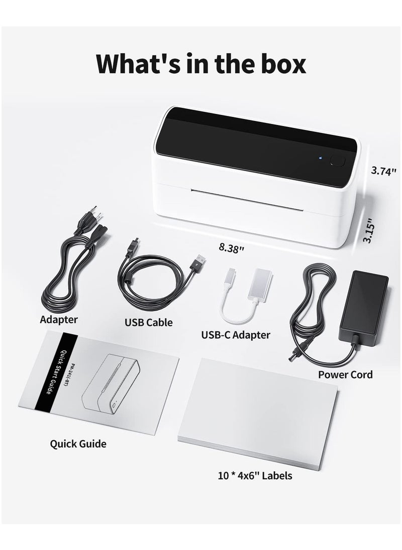 241-BT Bluetooth Thermal Label Printer, 4X6" Wireless Shipping Label Printer for Small Business, Label Printer for Shipping Packages, Compatible with iPhone, Android (White Black)