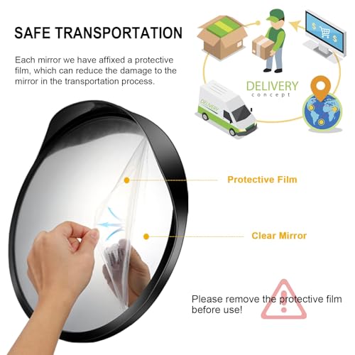 Angooni 16" Convex Driveway Mirror, Upgrade Wide Angle View, Adjustable Blind Spot Mirror, Traffic Mirrors, Security Mirrors Indoor and Outdoor, Parabolic Safety Mirrors - Image 3