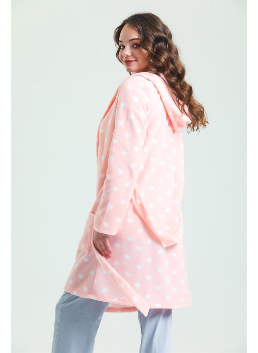 Magic Form 35252 Women's Pink Hooded Polar Fleece Dressing Gown (Hood Unlined)  - Image 3