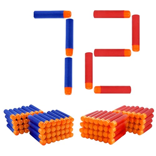 EKIND 9.5cm Foam Darts Compatible for Nerf Elite Mega Series 72-Dart Refill Pack (Red & Blue) - Image 1
