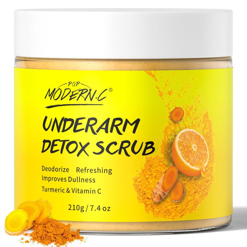 POP MODERN.C Underarm Detox Scrub with Turmeric Vitamin C Dark Spot Armpit Remover Body Deodorant Even Skin Tone Exfoliating Body Scrub for Women and Men Pigmentation Removal Exfoliator also for Whole Body - Image 1