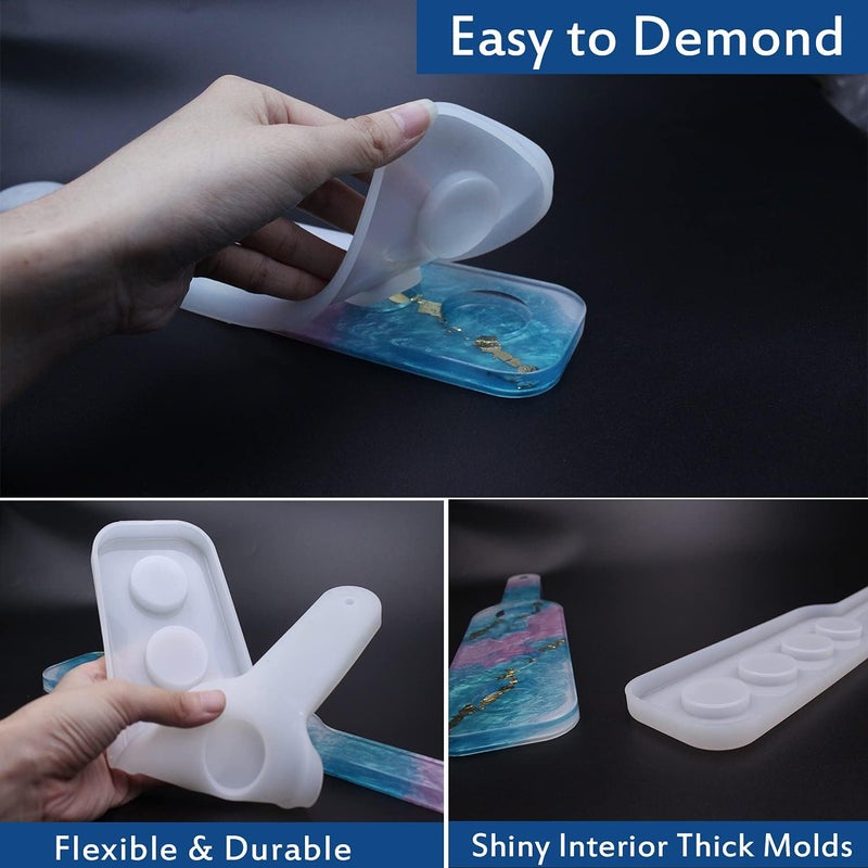 ResinWorld Shot Glass Serving Tray Mold, Shot Glass Holder Mold for Resin, 4 Holes Shot Gl Tray Resin Mold, for Party Home Decor - Image 3