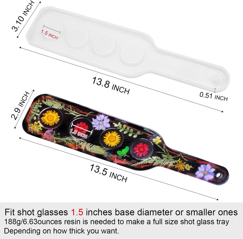 ResinWorld Shot Glass Serving Tray Mold, Shot Glass Holder Mold for Resin, 4 Holes Shot Gl Tray Resin Mold, for Party Home Decor - Image 2