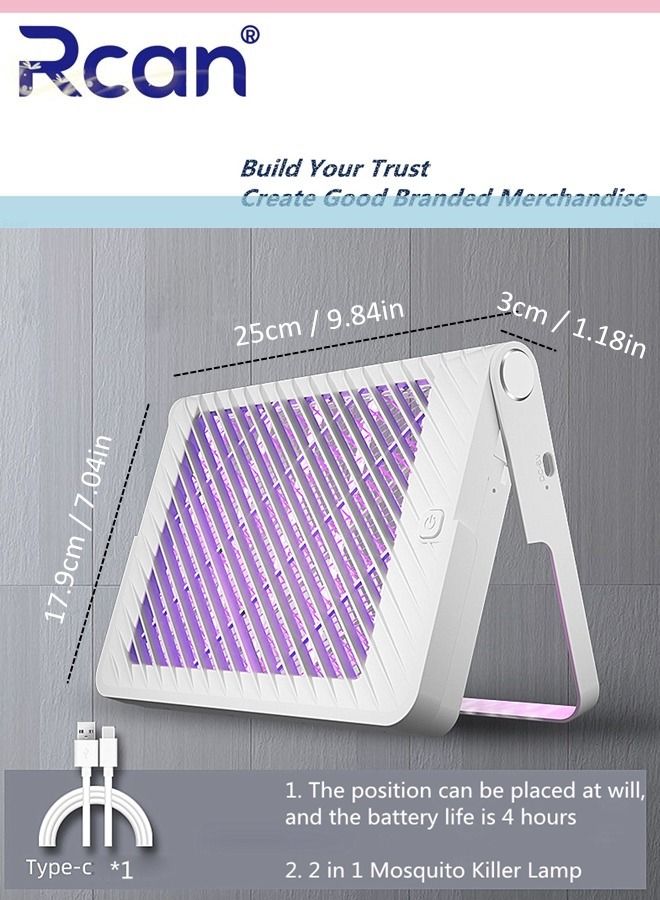 Rcan 2 In 1 Plug In LED UV Mosquito Killer Lamp Indoor and Outdoor Floor and Wall Mount Waterproof Bug Trap Rechargeable Ultra Quiet Mosquito Trap Light for Home Terrace Courtyard Garden Camping  - Image 2