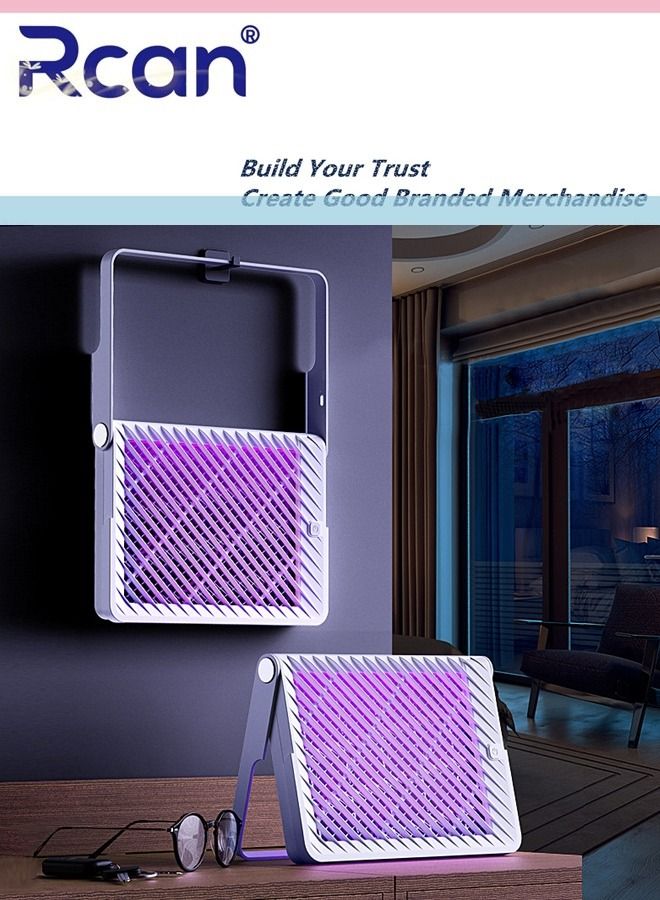 Rcan 2 In 1 Plug In LED UV Mosquito Killer Lamp Indoor and Outdoor Floor and Wall Mount Waterproof Bug Trap Rechargeable Ultra Quiet Mosquito Trap Light for Home Terrace Courtyard Garden Camping  - Image 3