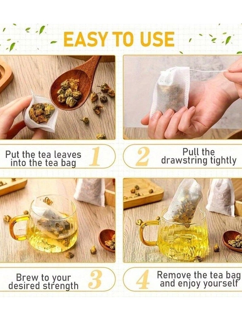 100Pcs Disposable Drawstring Tea Bags – Empty Fillable Filters for Loose Leaf Tea – 2 Sizes