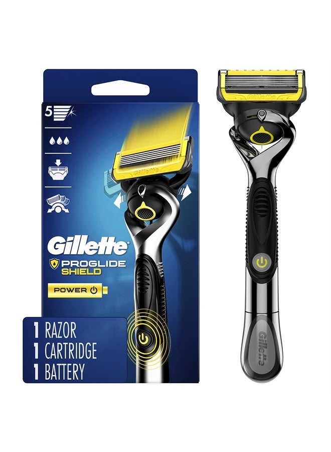 Gillette مقبض ماكينة حلاقة بروغلايد شيلد باور للرجال + 1 شفره بديلة - Image 1