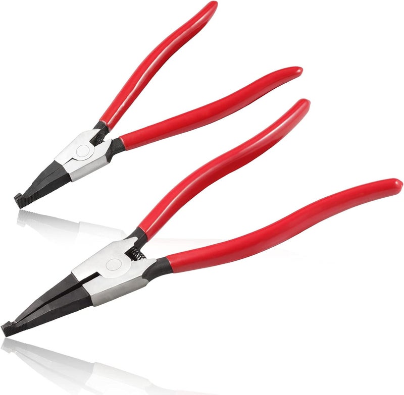 LEONTOOL 2 PCS Heavy Duty Lock Ring Pliers Set Flat Snap Ring Plier Special Circlip Pliers Reverse Retaining Ring Plier for Transmission Transfer Cases Ring Opening - Image 1