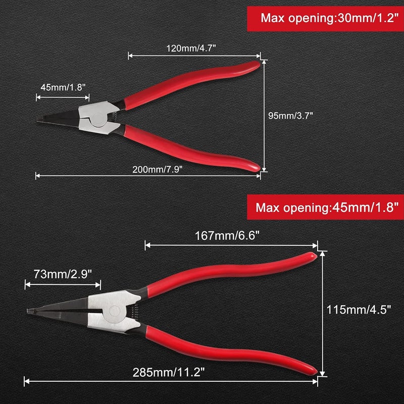 LEONTOOL 2 PCS Heavy Duty Lock Ring Pliers Set Flat Snap Ring Plier Special Circlip Pliers Reverse Retaining Ring Plier for Transmission Transfer Cases Ring Opening - Image 5