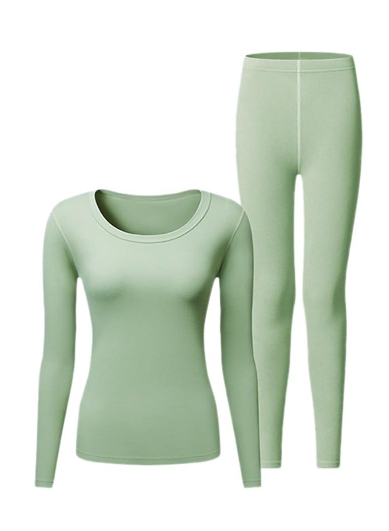 Thermal Underwear for Women, Long Johns Set Long Sleeves Free Cut Fleece Lined Tops Bottoms Base Layer for Cold Weather - Image 1