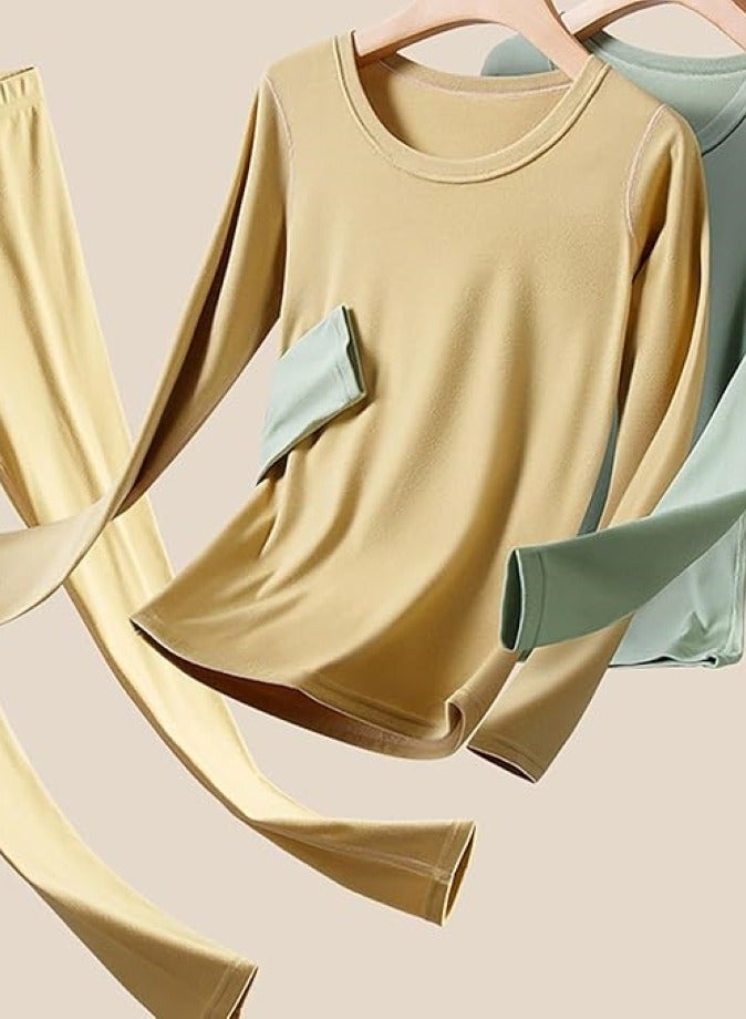 Thermal Underwear for Women, Long Johns Set Long Sleeves Free Cut Fleece Lined Tops Bottoms Base Layer for Cold Weather - Image 5