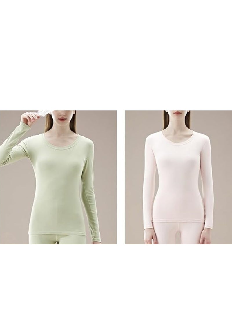 Thermal Underwear for Women, Long Johns Set Long Sleeves Free Cut Fleece Lined Tops Bottoms Base Layer for Cold Weather - Image 3