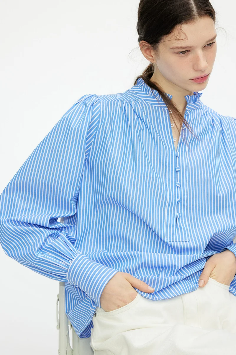 اتش اند ام Frilled-collar cotton blouse