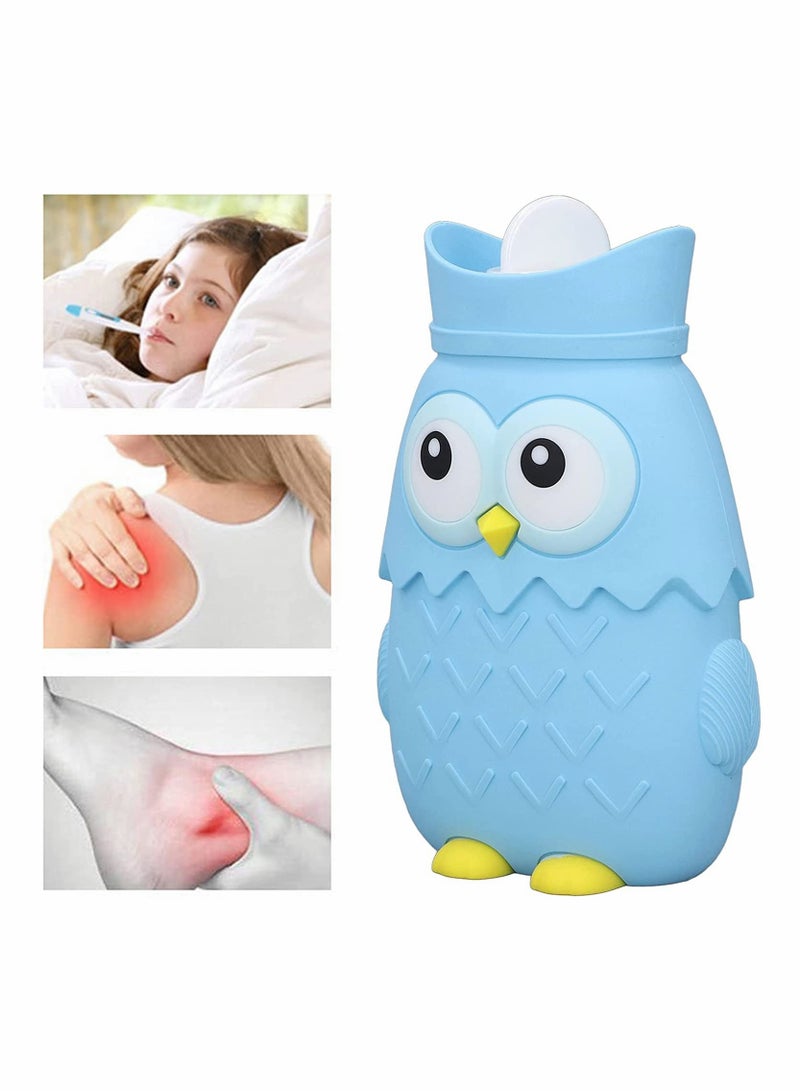 Cute Portable Silicone Hot Water Bag Reusable Winter Heating Bottle Microwave Safe Light Blue - Image 1