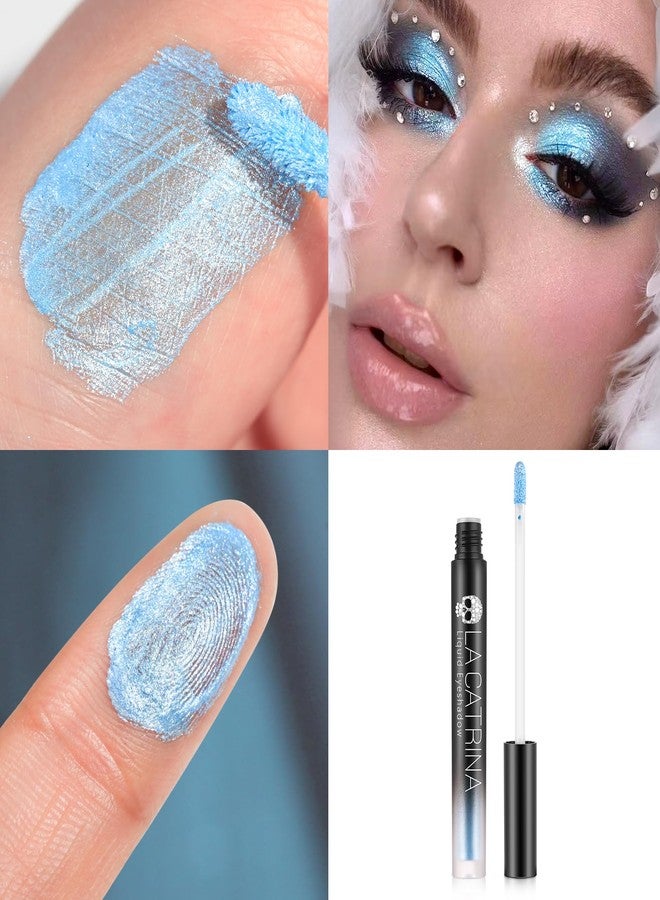 La Catrina Light Blue Glitter Liquid Eyeshadow, Highly Pigmented Korean Shimmer Long Lasting Sparkling Eye Shadow,Quick-Drying Shinny Blue Eye Shade for Daily, Snow Queen,Corpse Bride, Sally Makeup, #11 Ice Blue - Image 5
