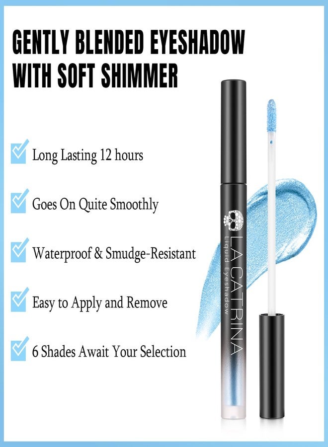 La Catrina Light Blue Glitter Liquid Eyeshadow, Highly Pigmented Korean Shimmer Long Lasting Sparkling Eye Shadow,Quick-Drying Shinny Blue Eye Shade for Daily, Snow Queen,Corpse Bride, Sally Makeup, #11 Ice Blue - Image 3
