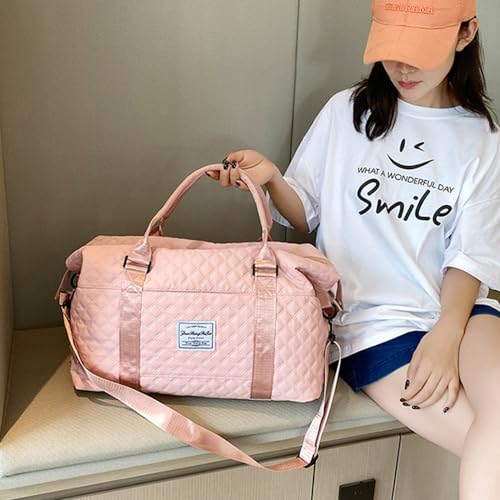 Keoferlo Pink Gym Bag Carry On Travel Duffel Sports Tote Traveling Weekend Overnight Bag for Women Girl - Image 5