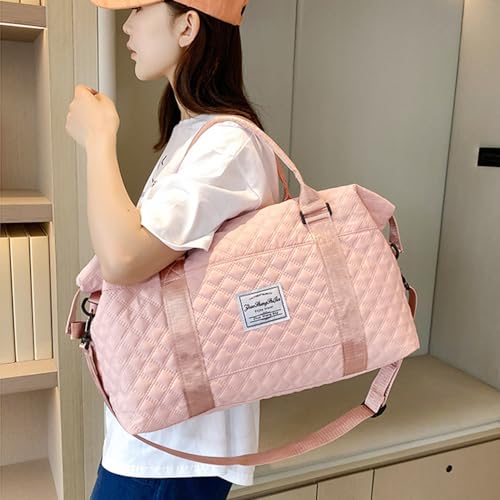 Keoferlo Pink Gym Bag Carry On Travel Duffel Sports Tote Traveling Weekend Overnight Bag for Women Girl - Image 4