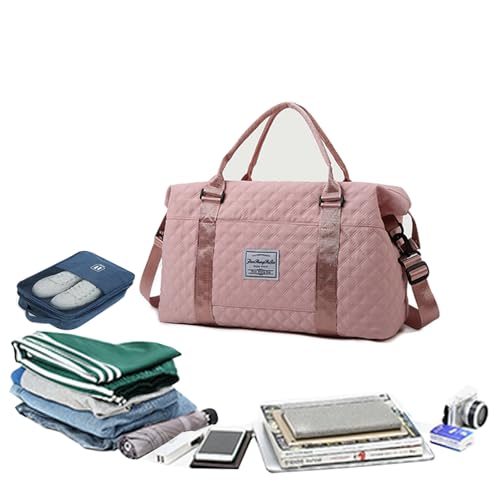 Keoferlo Pink Gym Bag Carry On Travel Duffel Sports Tote Traveling Weekend Overnight Bag for Women Girl - Image 3