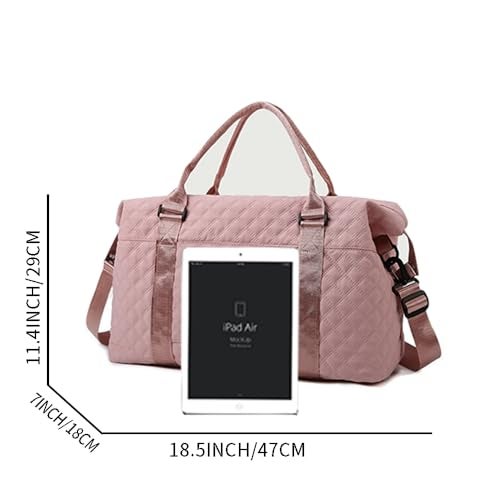 Keoferlo Pink Gym Bag Carry On Travel Duffel Sports Tote Traveling Weekend Overnight Bag for Women Girl - Image 2