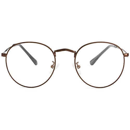 Kursan Classic Round Clear Lens Glasses for Women Men Circle Metal Frame Non-Prescription Eyeglasses (Copper) - Image 1