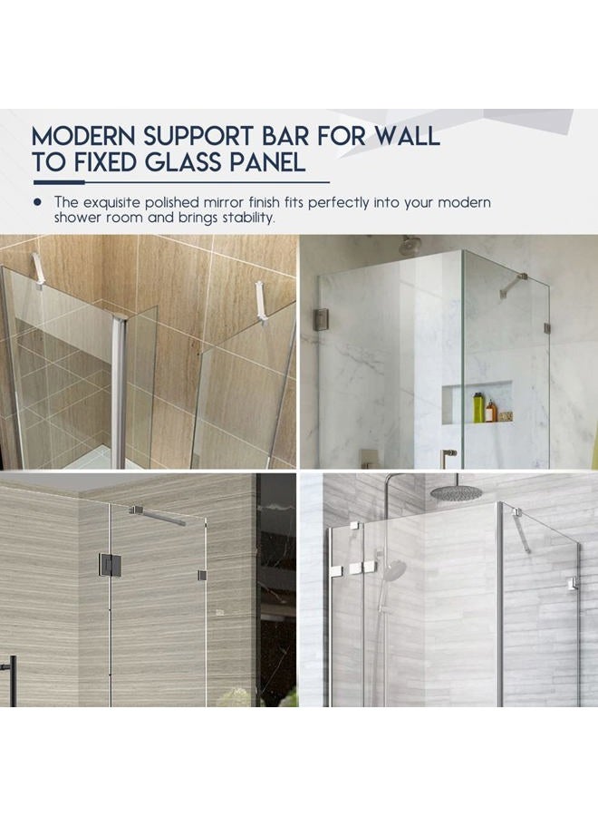 M home 40cm / 15.7 Stainless Steel Frameless Shower Door Fixed Panel Wall-to-Glass Support Bar for 1/4 to 3/8 Thick Glass by (400mm, Chrome) - Image 3
