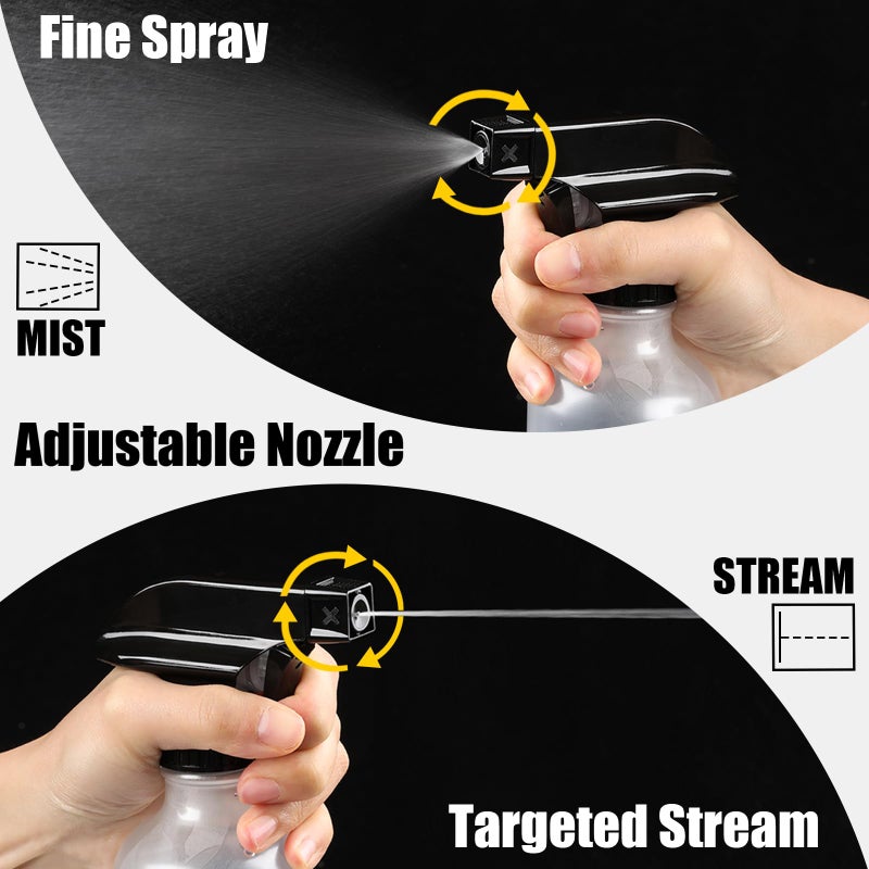 GearTrust Small Water Spray Bottle for Hair, Frosted Clear Plastic Small Squirt Bottle with Adjustable Mist/Stream, Refillable Empty Mister Spray Bottles for Hair, Plant, Cleaning, Pet, 10.1 oz /300ML - Image 3