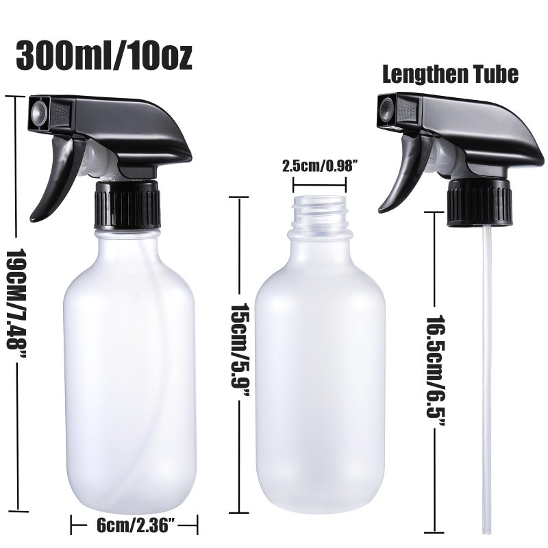 GearTrust Small Water Spray Bottle for Hair, Frosted Clear Plastic Small Squirt Bottle with Adjustable Mist/Stream, Refillable Empty Mister Spray Bottles for Hair, Plant, Cleaning, Pet, 10.1 oz /300ML - Image 2
