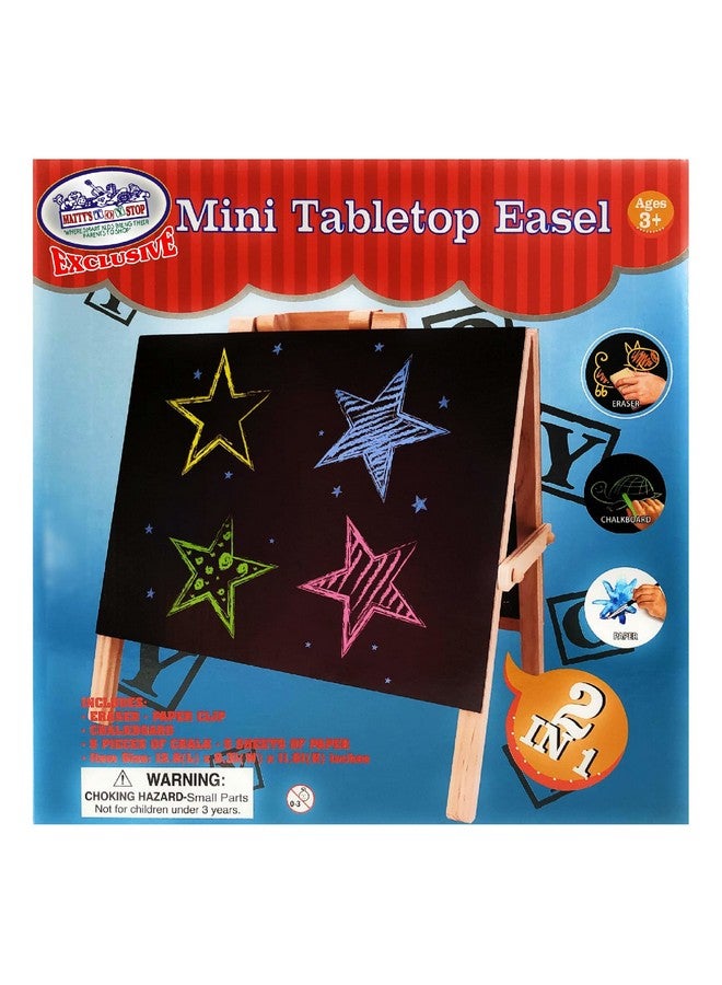 Matty's Toy Stop 2-in-1 Mini Wooden Tabletop Easel with Blackboard, Paper Clip & Accessories - Image 5