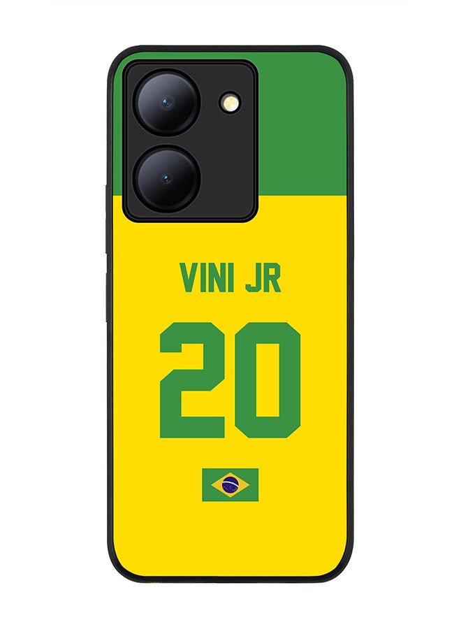 Stylizedd Rugged Black Edge case for Vivo Y36 / Vivo Y36 5G,Slim fit Flexible Cover - Football Team - Brazil, Player Name - Vini Jr - Image 1