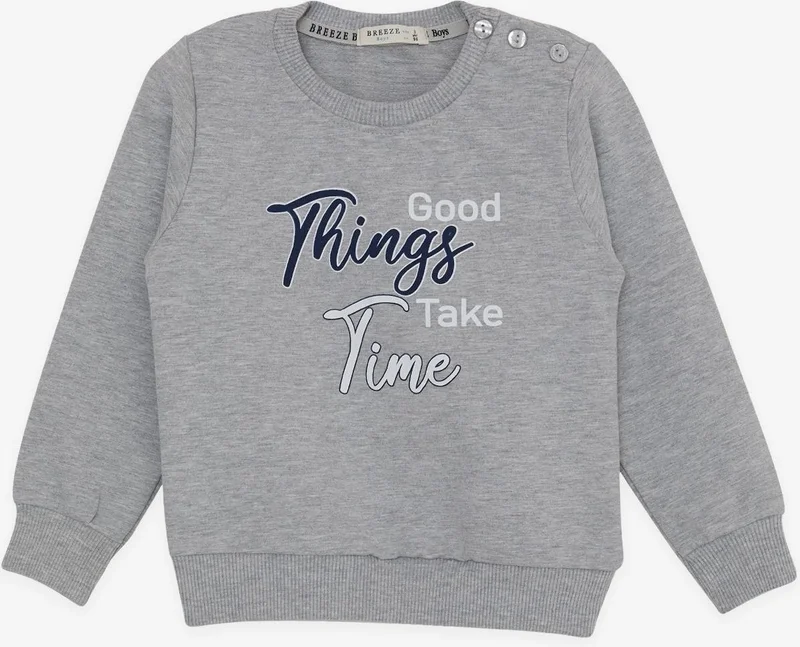 Breeze Girls & Boys Boy's Sweatshirt Text Printed 2-6 Years, Light Gray Melange