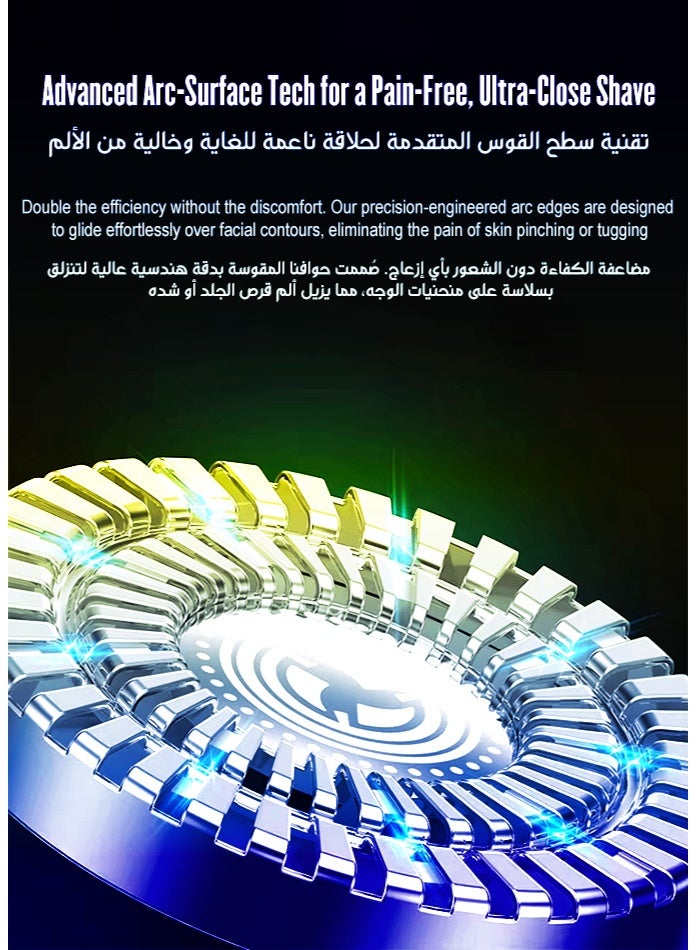 صوت واضح ماكينة حلاقة كهربائية للرجال تي إكس٠٧ | ماكينة تشذيب لحية دوارة ثلاثية الشفرات مغناطيسية | ماكينة حلاقة صغيرة محمولة للسفر قابلة لإعادة الشحن عبر منفذ يو إس بي بسعة ٦٠٠ مللي أمبير | جهاز لاسلكي للعناية بالوجه والجسم - Image 5