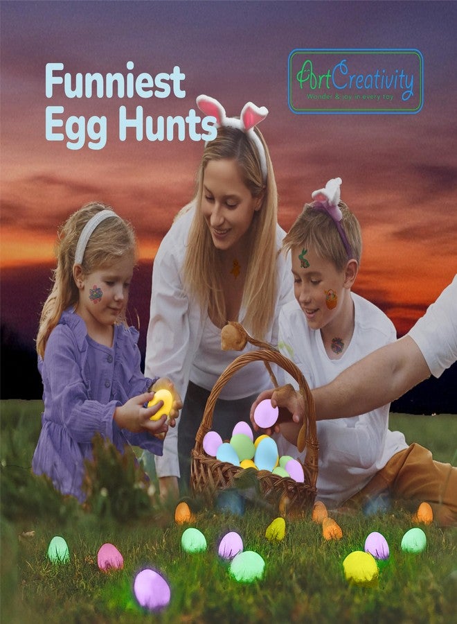 آرت كريتيفيتي مجموعة بيض عيد الفصح المتوهج في الظلام من آرت كرييتيفيتي - ١٠٢ بيضة و١٤٤ عصا مضيئة - ألوان متعددة لمشهد متوهج - لوازم فريدة للبحث عن بيض عيد الفصح - هدايا حفلات متوهجة في الظلام - Image 2