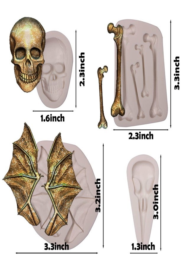 Xcake Lcook Skull Bones Silicone Fondant Molds, Halloween Bat Wings Beak Chocolate Molds for Cake Decoration Candy Sugar Craft Gum Paste - Image 2
