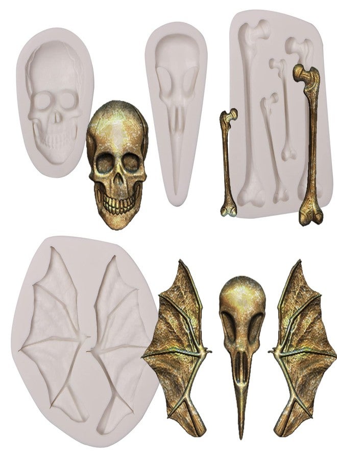 Xcake Lcook Skull Bones Silicone Fondant Molds, Halloween Bat Wings Beak Chocolate Molds for Cake Decoration Candy Sugar Craft Gum Paste - Image 1