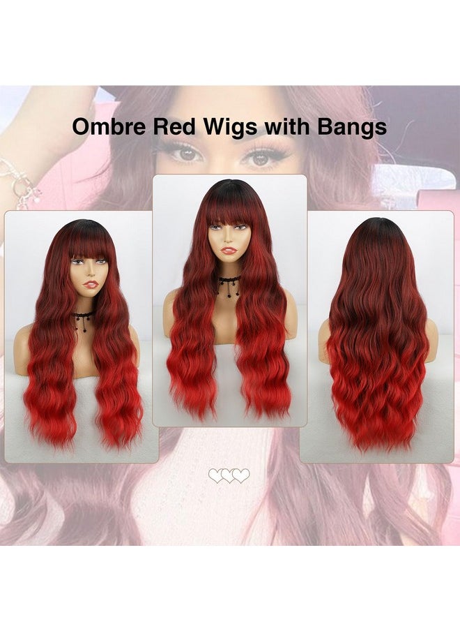 Red Wigs With Bangs Long Wavy Red Wig For Women Ombre Red Wigs With Bangs Synthetic Heat Resistant Fiber Wigs For Daily 26 Inch - pzsku/ZCA1DD4959144CA2A70AFZ/45/_/1721024840/5196c633-1722-426e-bca7-b33c52c912dd