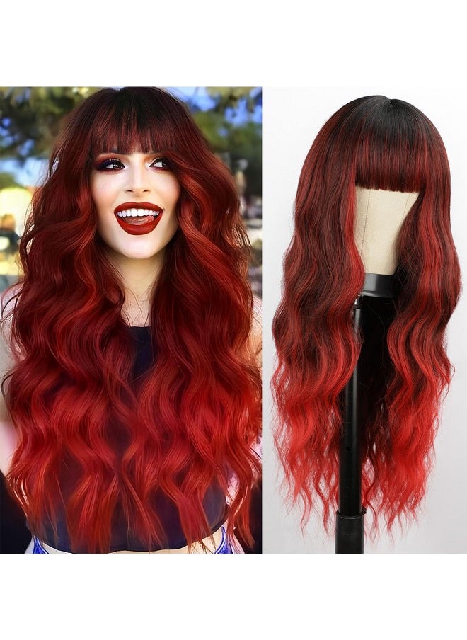 Red Wigs With Bangs Long Wavy Red Wig For Women Ombre Red Wigs With Bangs Synthetic Heat Resistant Fiber Wigs For Daily 26 Inch - pzsku/ZCA1DD4959144CA2A70AFZ/45/_/1721025127/d2da7863-25f2-4fe7-b69c-148b9c977fcc