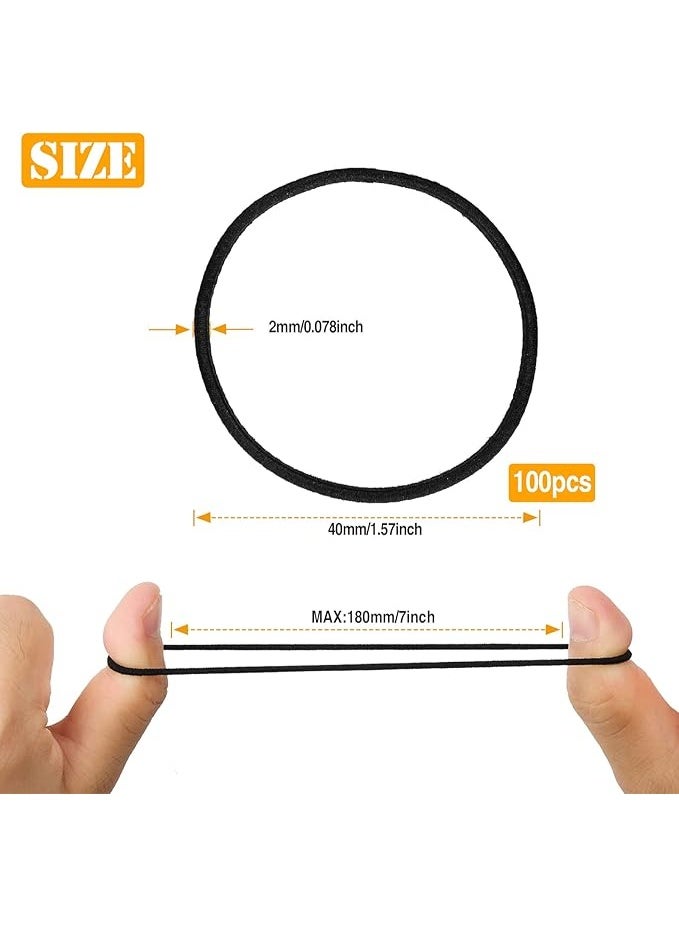 HXC 100pcs أسود فرق الشعر المرنة, صغيرة الشعر Bobbles للمرأة, 2mm رقيقة الشعر ربطة للأطفال, فرق الشعر الناعمة withou المعدن, حامل ذيل الحصان المرنة - Image 1