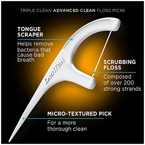 DenTek Triple Clean Advanced Clean Floss Picks, No Break & No Shred Floss, 75 Count, 3 Pack - Image 3