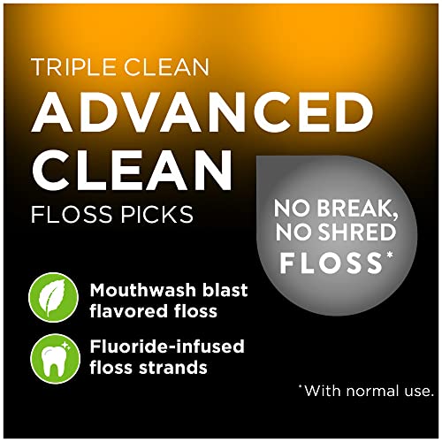 DenTek Triple Clean Advanced Clean Floss Picks, No Break & No Shred Floss, 75 Count, 3 Pack - Image 2