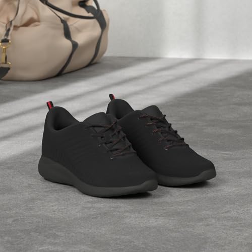 CALTO Men's Invisible Height Increasing Elevator Shoes - Black/Red Ultra Lightweight Sporty Sneakers - 2.6 Inches Taller - Q211 - Size 9.5 D(M) US - Image 2