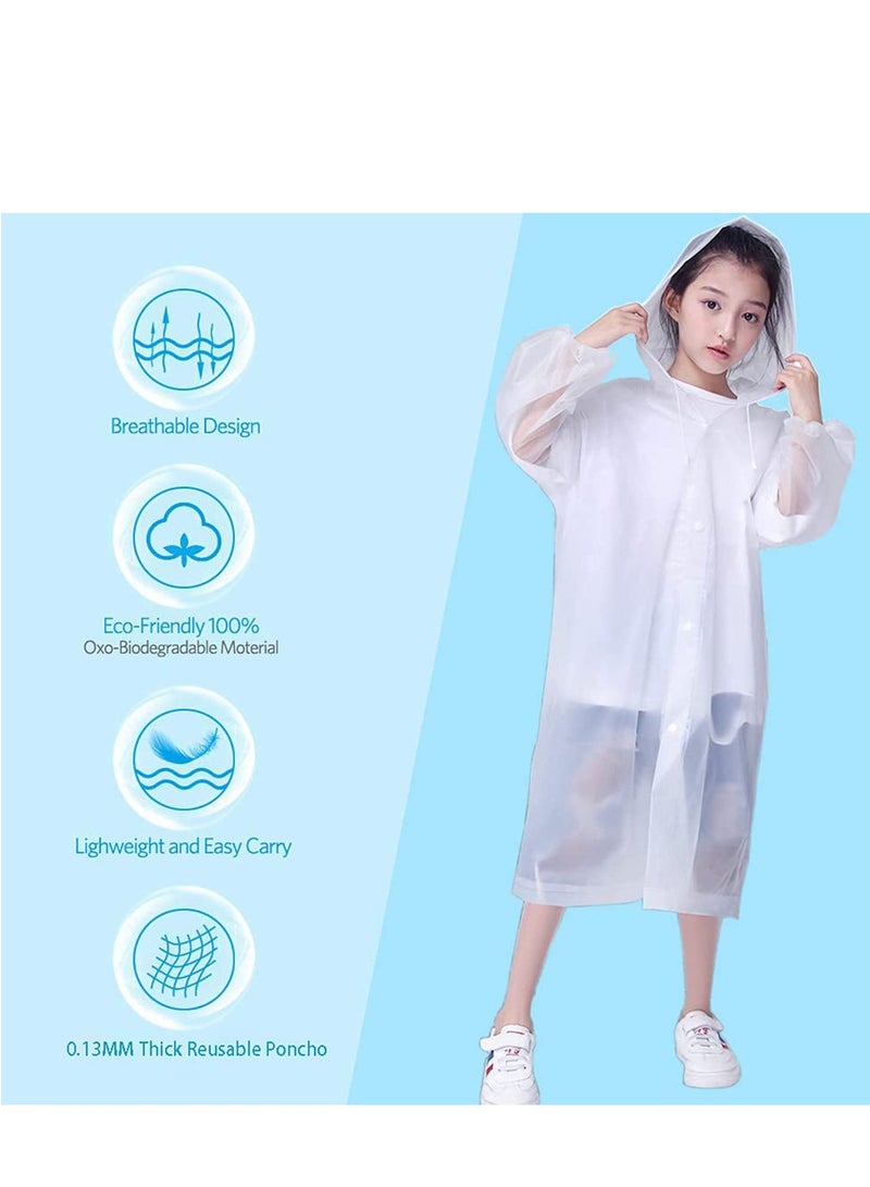 Loquat Raincoat for Kids, 【2 Pack】 EVA Coat Reusable Poncho Jacket for Boys and Girls 6-13 Years Old, Emergency Gear for Outdoor Camping Hiking Traveling School - Image 4