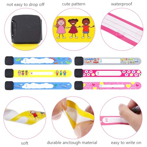 Climberty® Kids Safety ID Wristband - 12 Pack Waterproof PVC Wristband, Write-on Wristband Anti-Lost Identification Wristband with Buckle for Travel, Outing, Group Activity, 19.2cm x 2.15cm - Image 5
